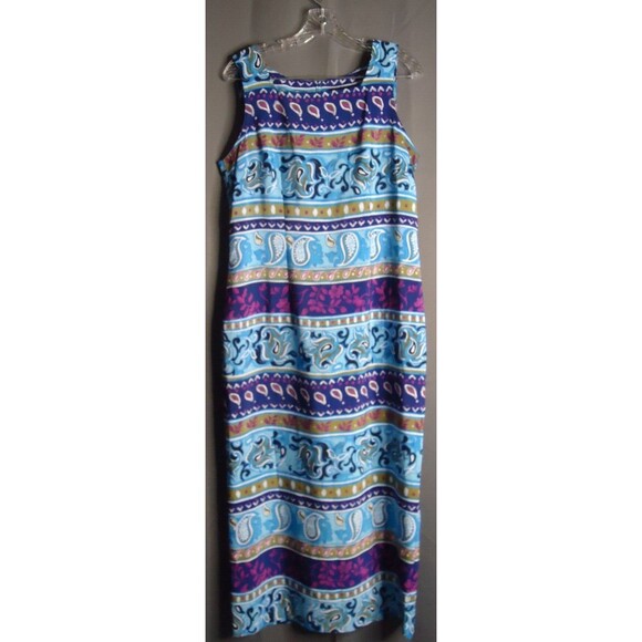 Sag Harbor Blue Green Geometric Floral Print Sheath Sleeveless Dress Size 10 - Picture 2 of 8